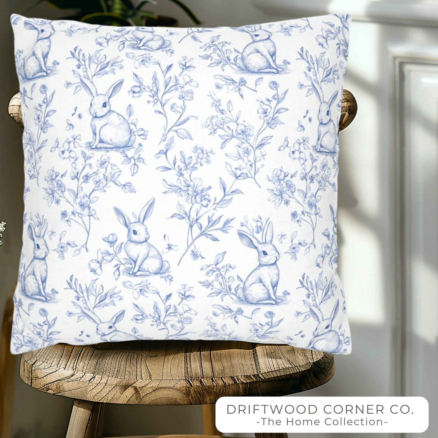 Sketched Spring Rabbit Easter Throw Pillow Cover