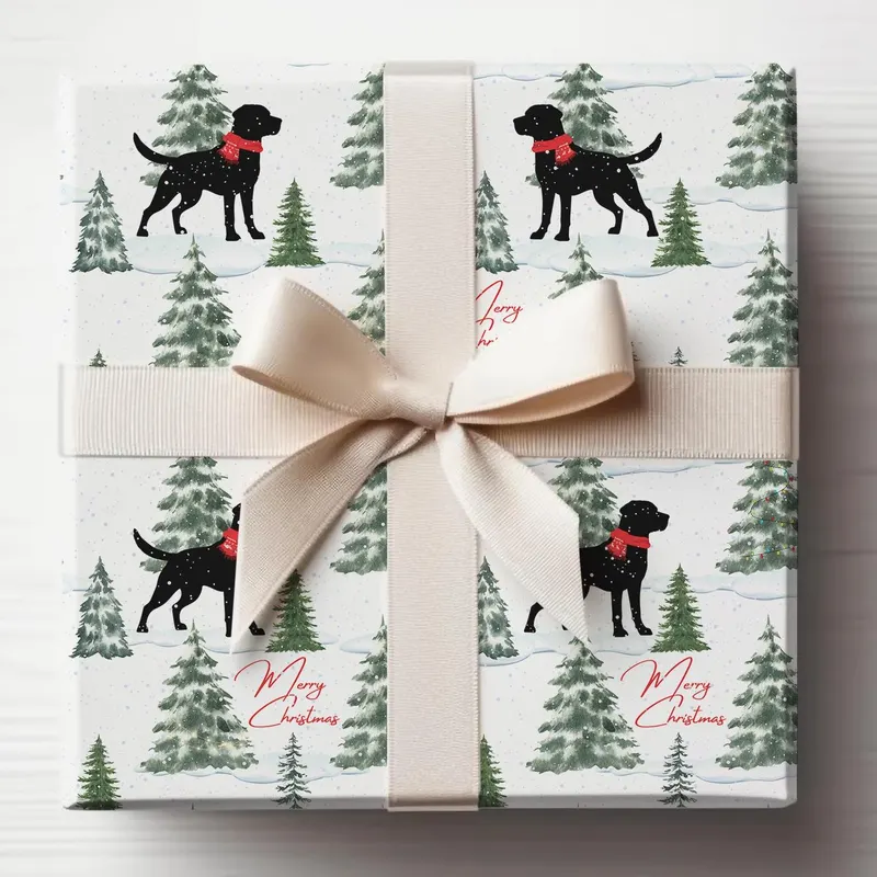 Christmas Snowy Black Dog