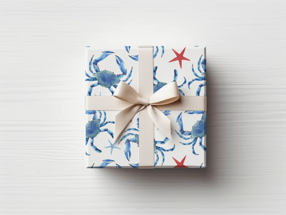 Summer Patriotic Blue Crabs Wrapping Paper