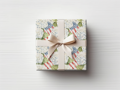 Summer Patriotic Hydrangea Wrapping Paper