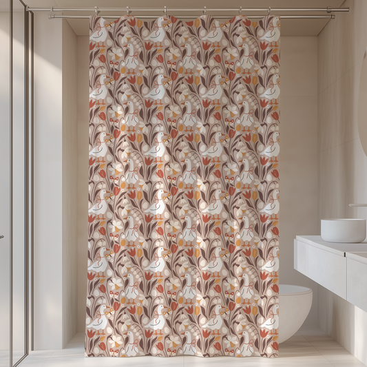 Autumn Geese Fall Botanical Shower Curtain
