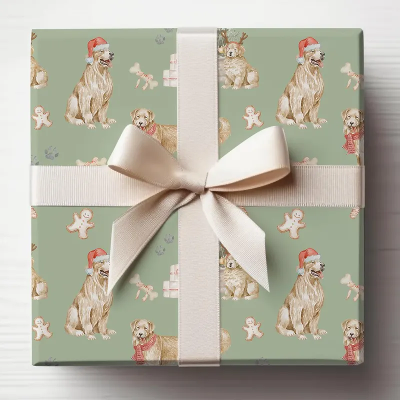 Golden Retriever Christmas Gift Wrap