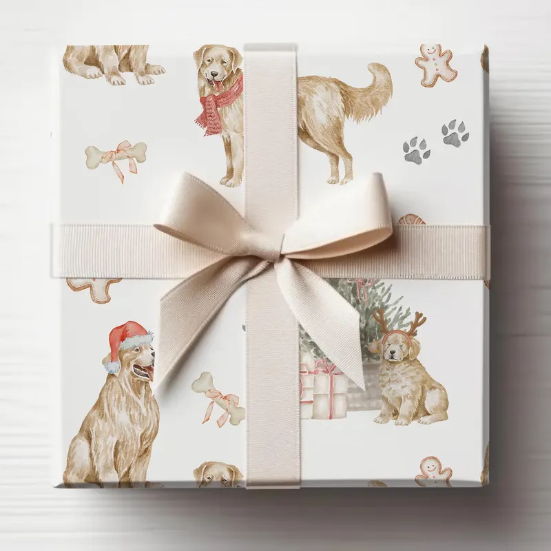 Golden Retriever Christmas Gift Wrap