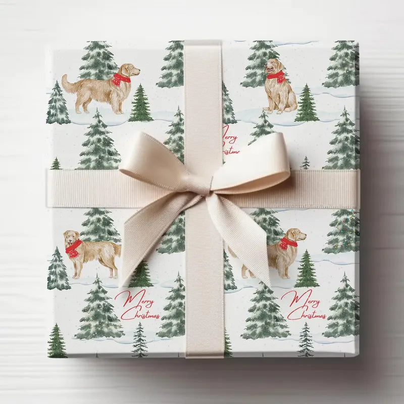 Golden Retriever Snowy Christmas Wrapping Paper