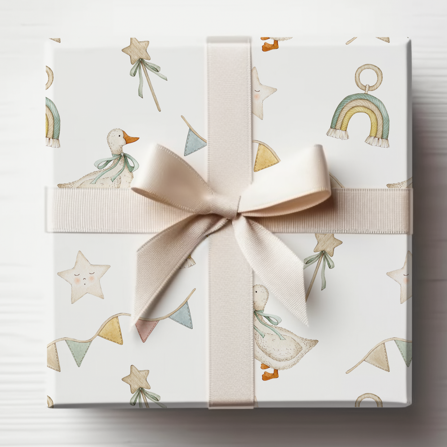 Neutral Goose Baby Shower Wrapping Paper, Baby Shower Wrapping Paper, Baby Shower Gift, Baby boy, Baby Girl, Baby Shower