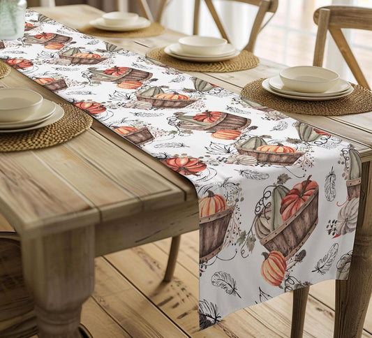 Fall Harvest Pumpkin Basket Table Runner