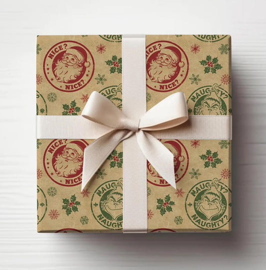 Naughty Nice List Christmas Gift Wrap