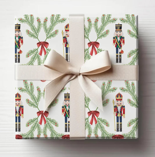 Nutcracker Wreath Christmas Gift Wrap, Christmas Wrapping Paper, Christmas Nutcracker Gift Wrap, Wrapping, Christmas Gifts