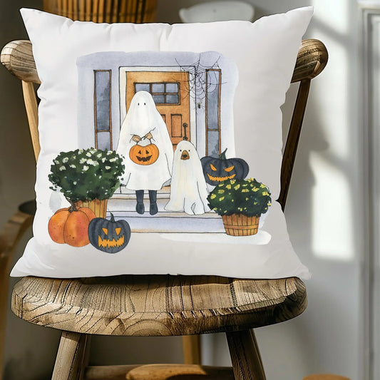 Premium Faux Suede Halloween Spooky Dog Pillow Cover