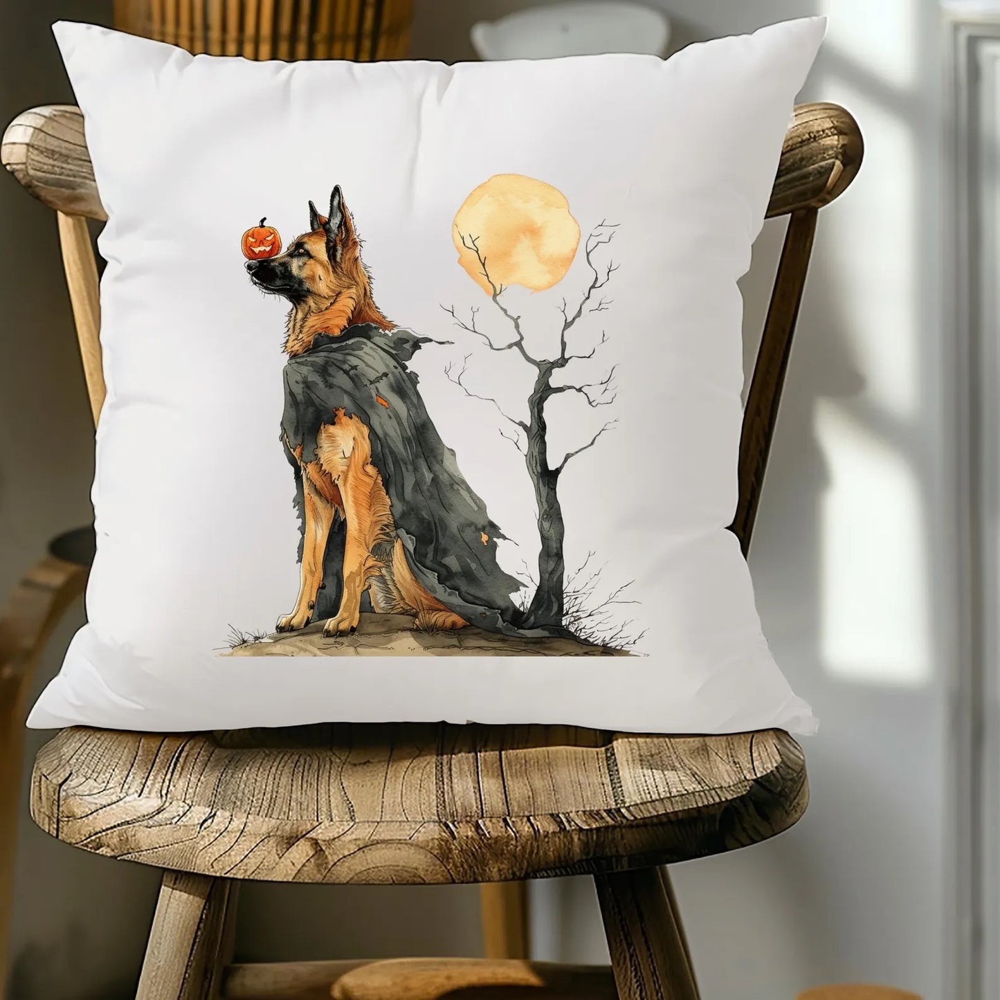 Spooky German Shepherd Halloween Pillow Cover