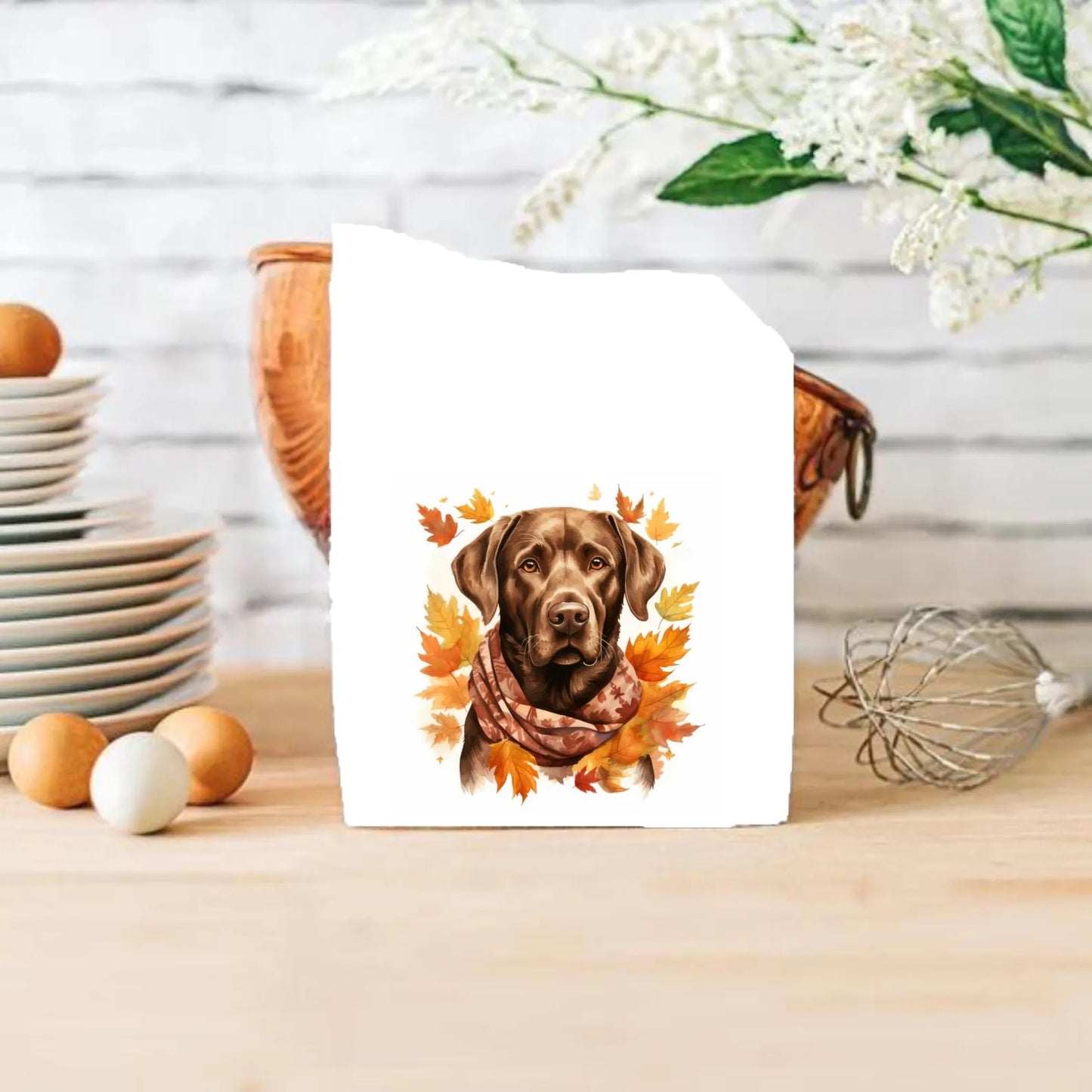 Chocolate Labrador Fall Hand Towel