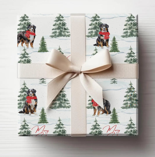 Bernese Mountain Dog Snowy Christmas Gift Wrap