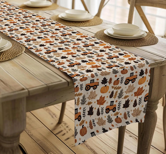 Fall Tractor Pumpkin Table Runner