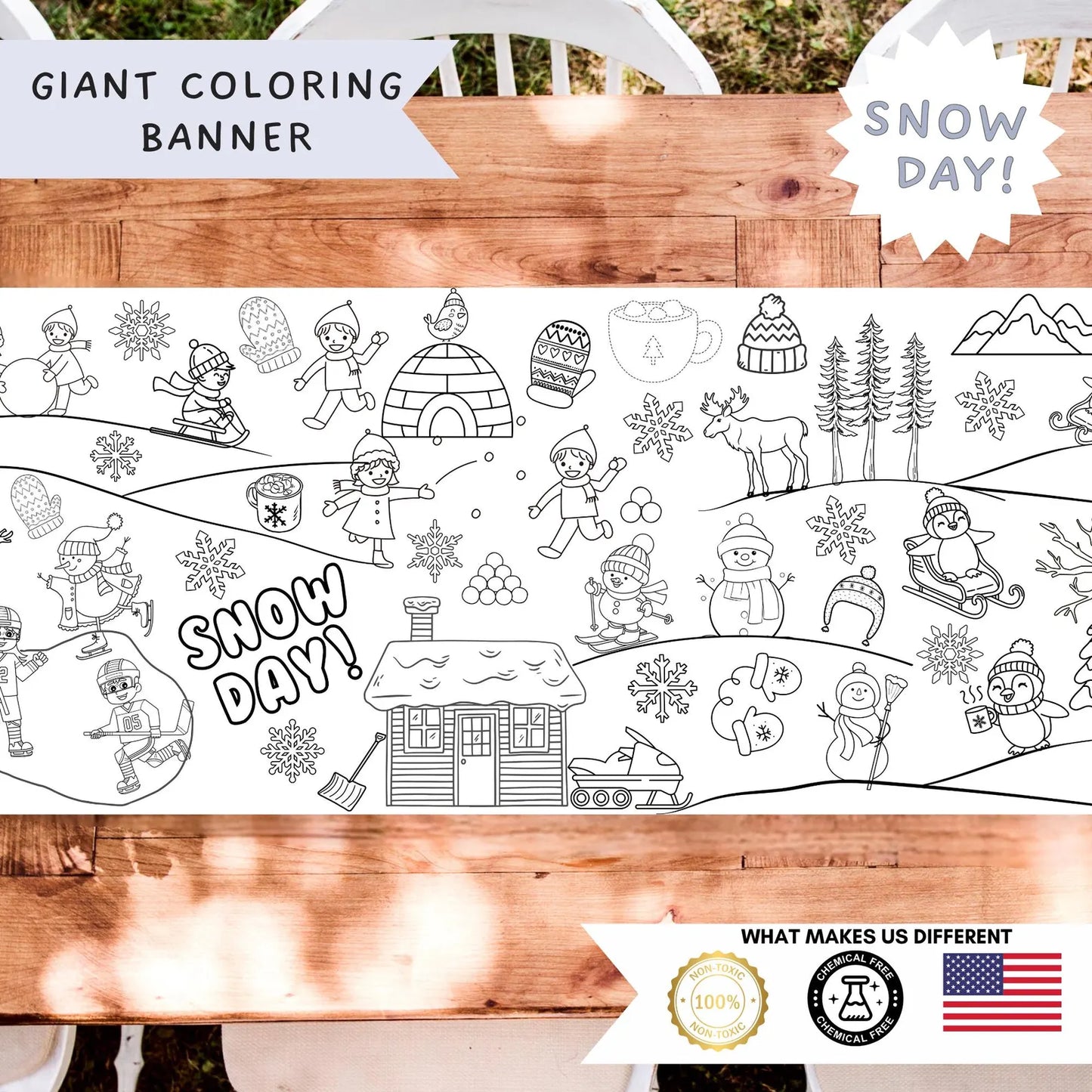 Snow Day Giant Coloring Banner