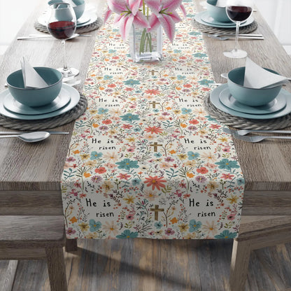 He is Risen Easter Table Runner, Custom Easter Table Runner, Easter Tablecloth, Spring Table Decor, Christian Easter Decor