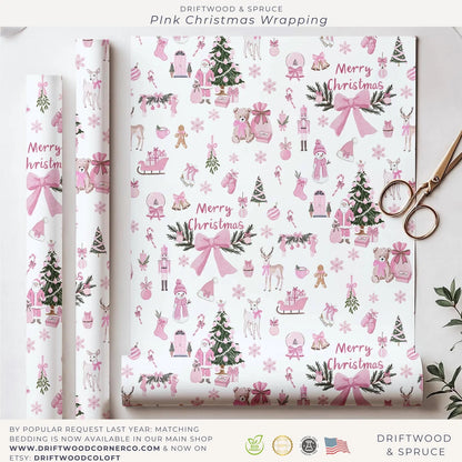 Pink Christmas Wrapping Paper
