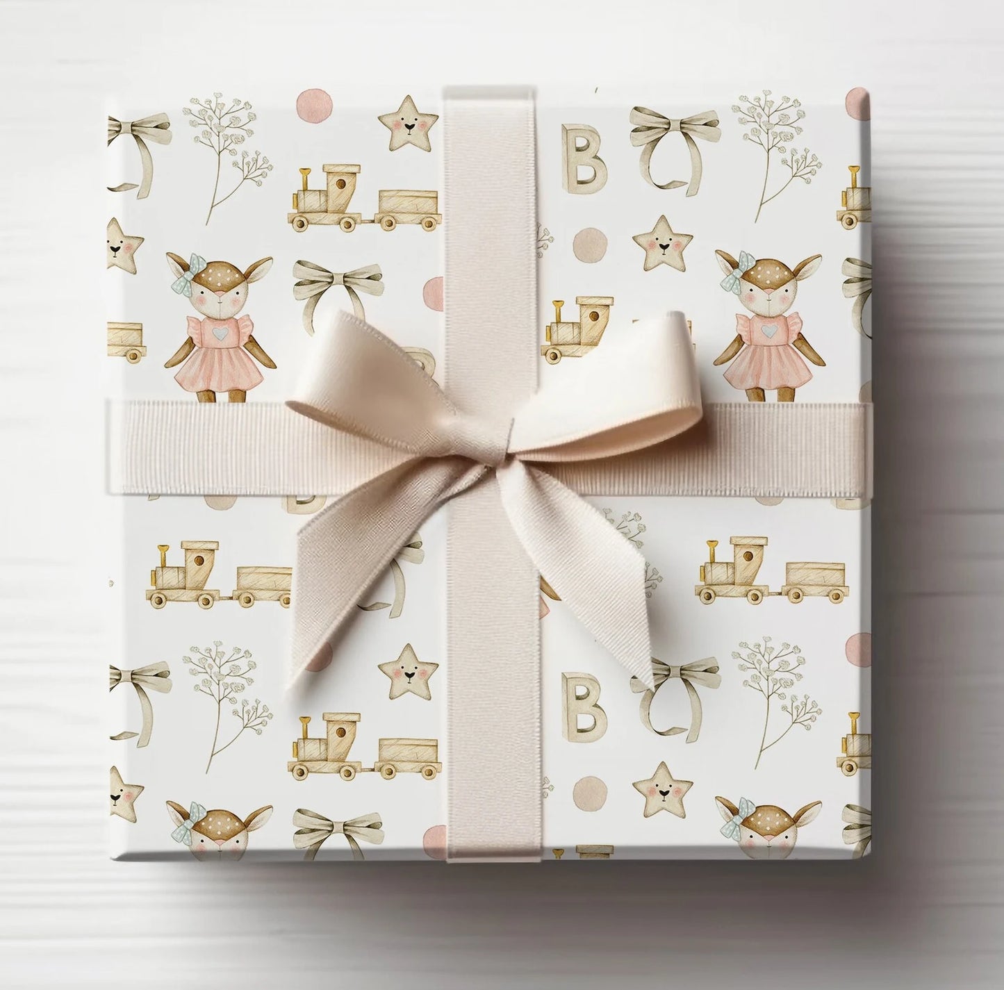 Baby Girl Woodland Wrapping Paper