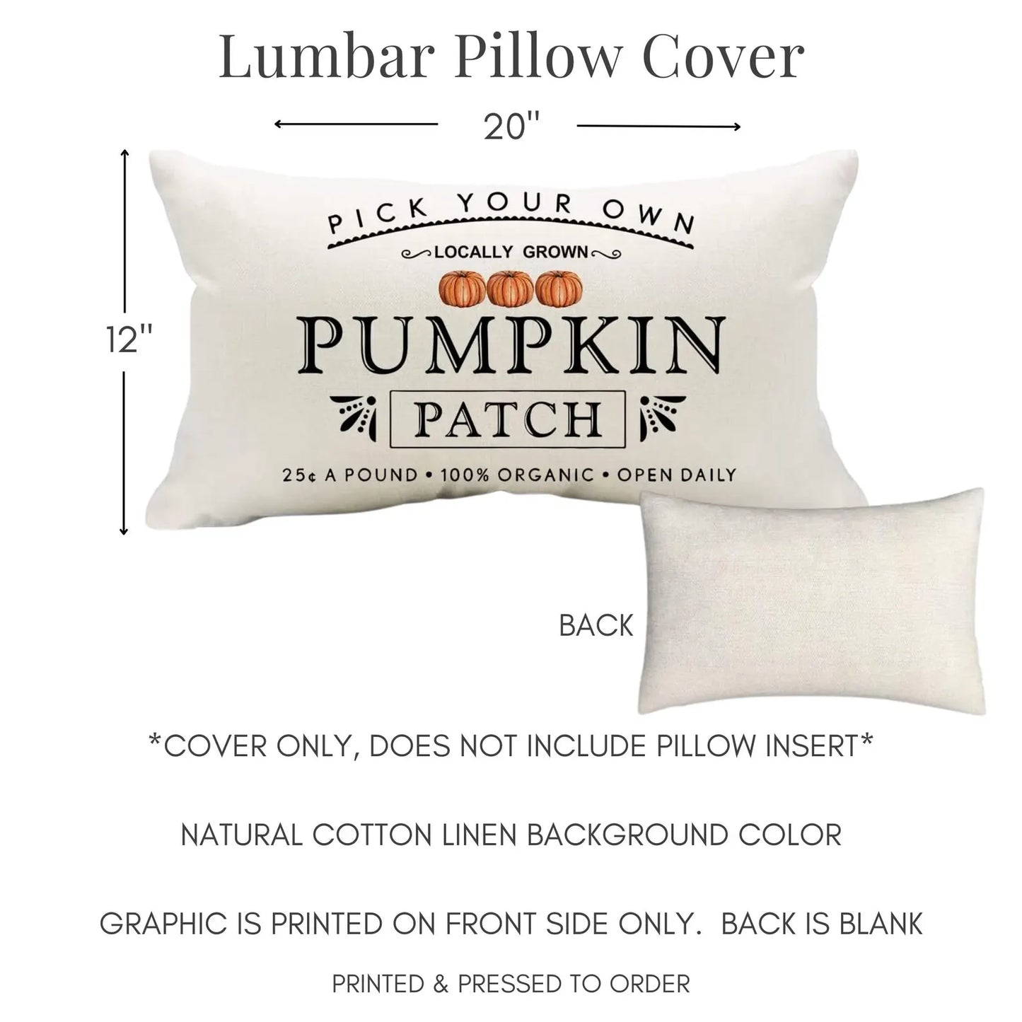 Fall Pumpkin Patch Lumbar Pillow Cover