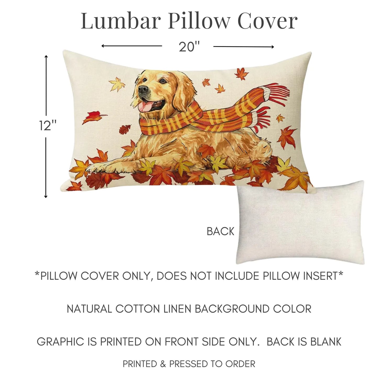 Fall Golden Retriever Lumbar Pillow Cover