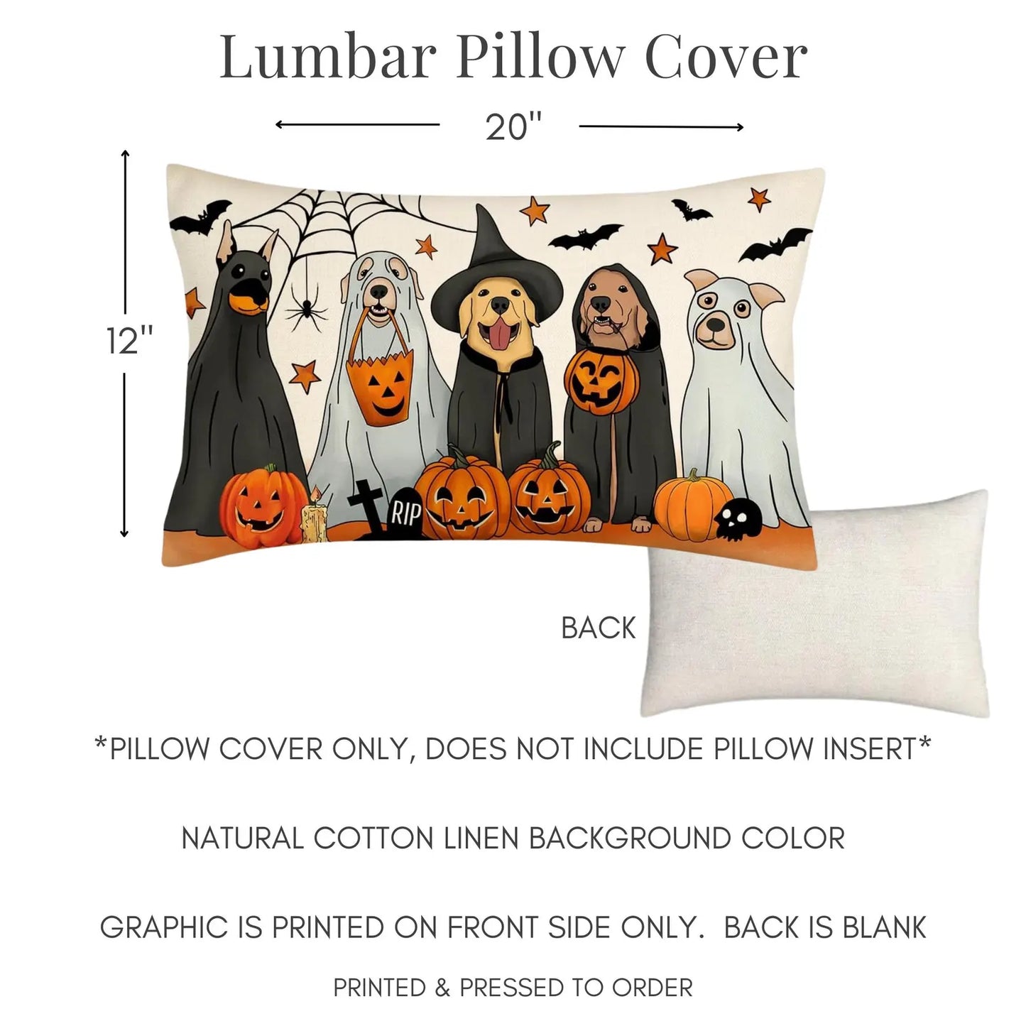 Halloween Dogs Lumbar Pillow Cover