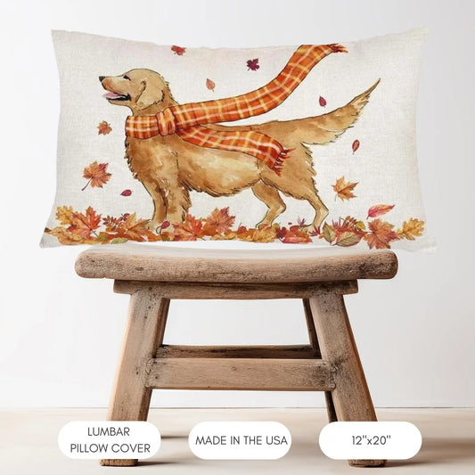 Fall Golden Retriever Lumbar Pillow Cover