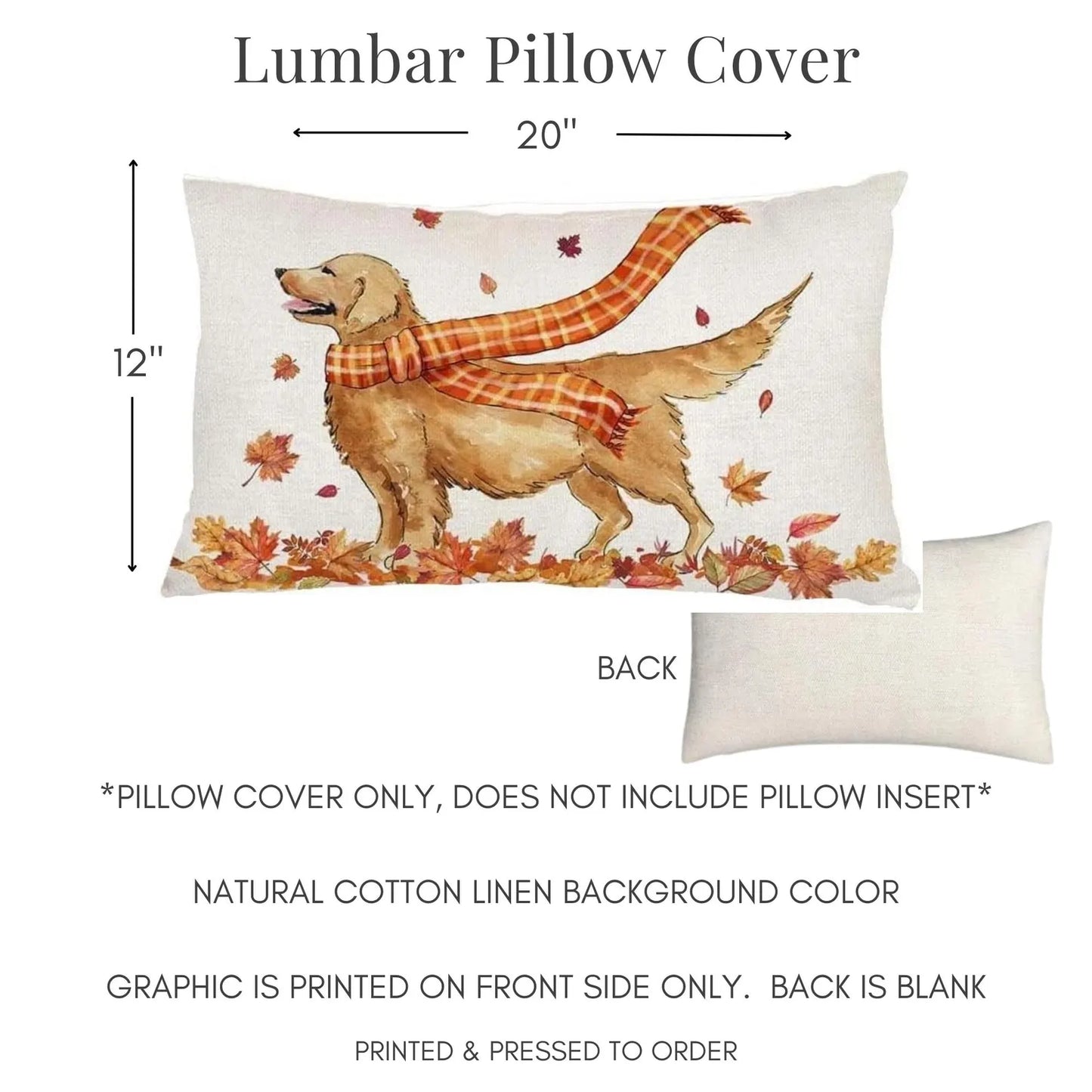 Fall Golden Retriever Lumbar Pillow Cover