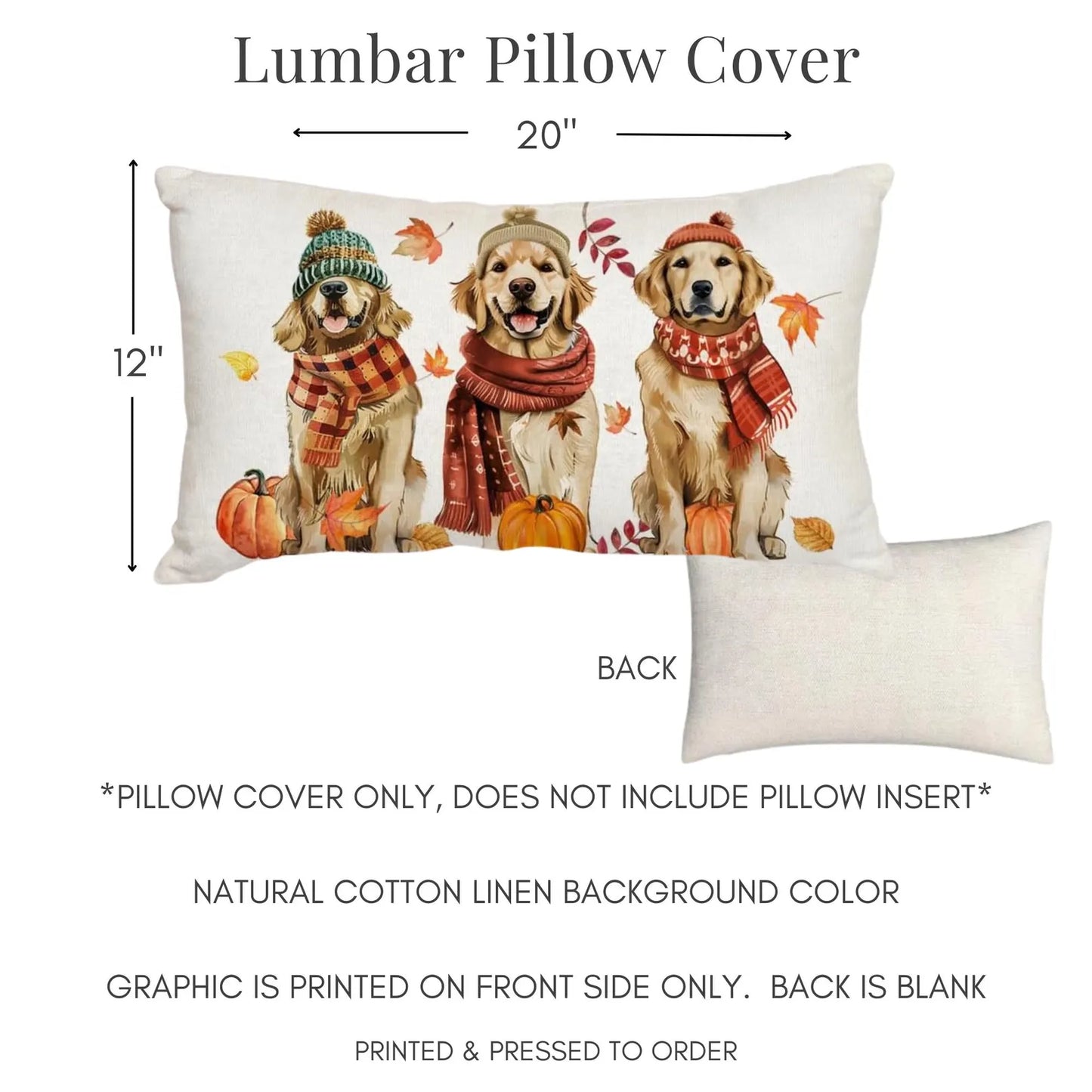 Fall Golden Retriever Lumbar Pillow Cover