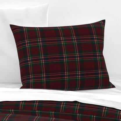 Ralph Lauren Deep Burgundy Tartan Plaid Christmas Pillow Case or Sham, Christmas Tartan Plaid Pillowcase, Vintage Holiday Bedding