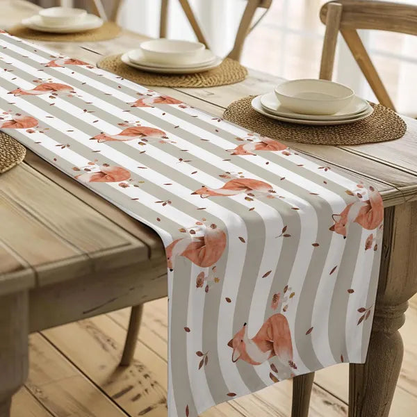 Fall Harvest Woodland Fox Table Runner