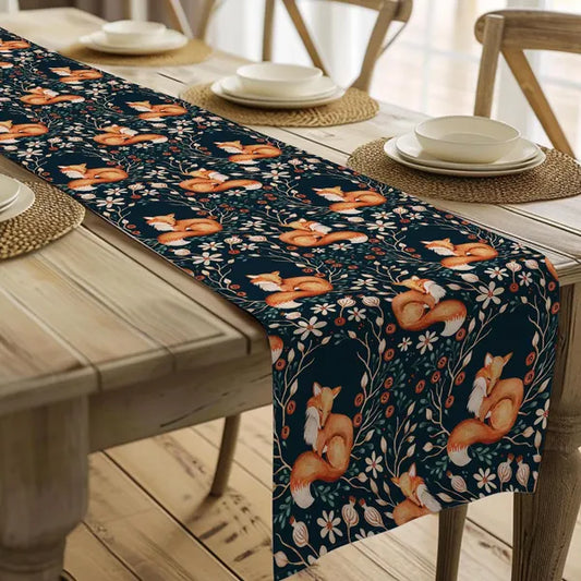 Fall Harvest Woodland Fox Table Runner