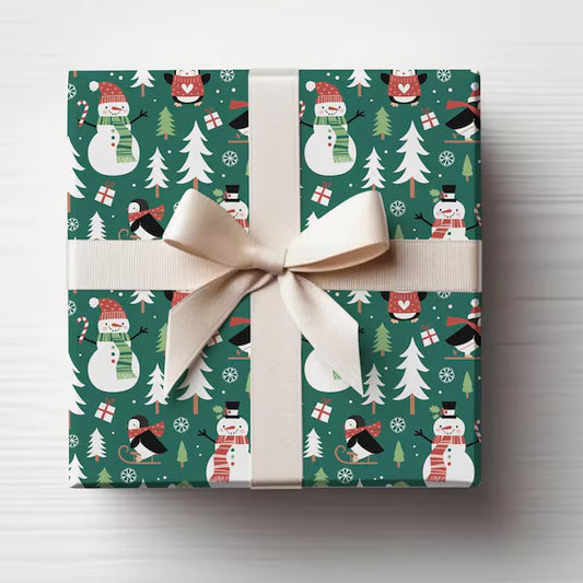 Penguin & Snowman Fun Christmas Gift Wrap, Christmas Wrapping Paper, Christmas Snow Gift Wrap, Wrapping, Christmas Gifts