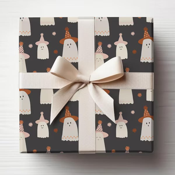 Halloween Birthday Gift Wrap, Spooky Wrapping Paper, Birthday Ghosts Gift Wrap, Wrapping, Halloween Party, Trick or Treat