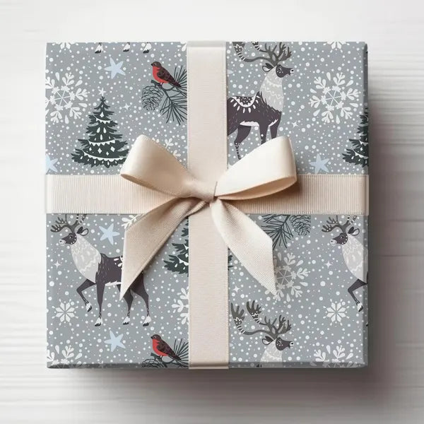 Character Moose Christmas Gift Wrap, Christmas Wrapping Paper, Christmas Snow Gift Wrap, Wrapping, Christmas Gifts