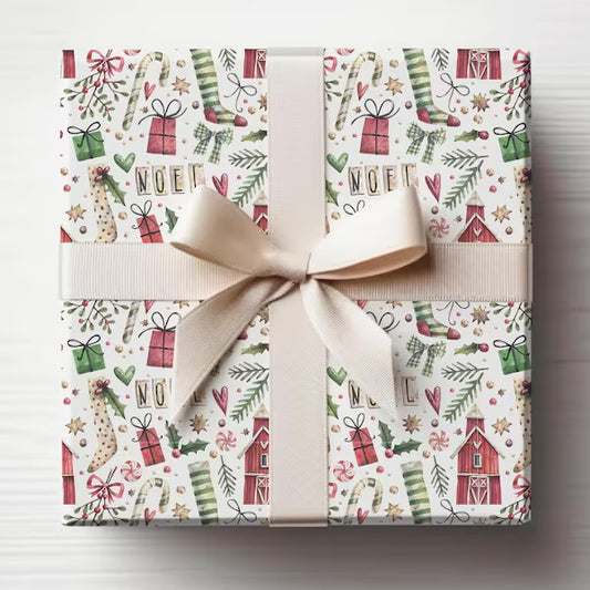 Hand drawn Vintage Christmas Gift Wrap