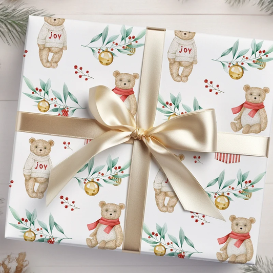 Vintage Teddy Bear Christmas Gift Wrap