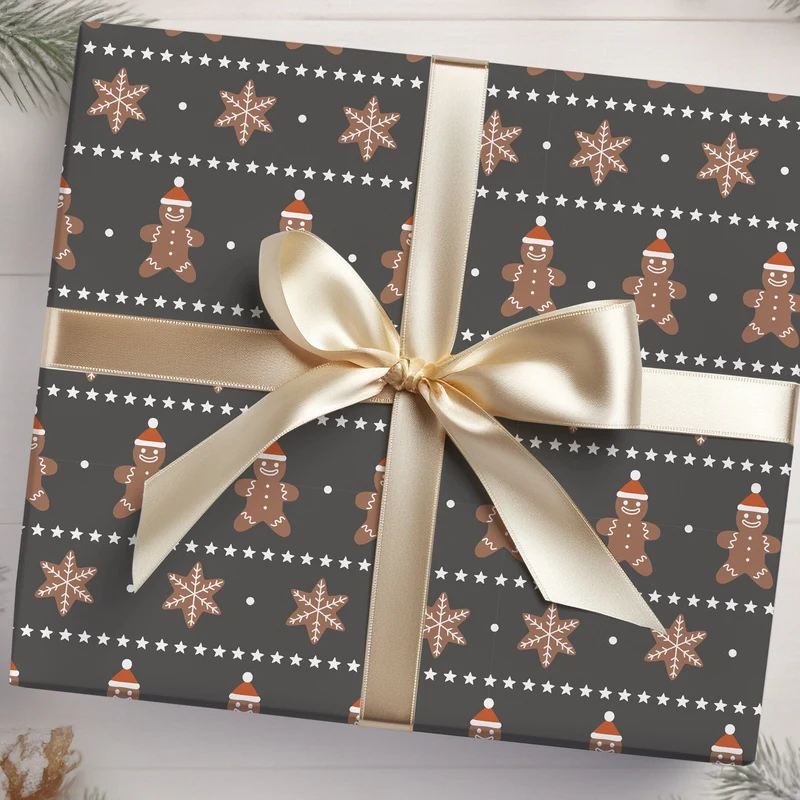 Gingerbread Man Christmas Gift Wrap