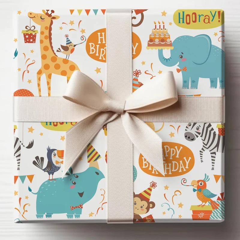 Cute Animals Birthday Wrapping Paper