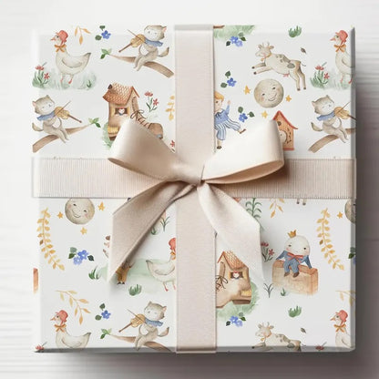 Children's Nursery Rhyme Wrapping Paper, Baby Shower Gift Wrap Roll, Birthday Gift Wrap