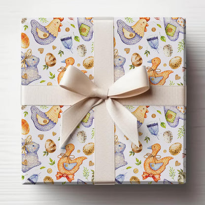 Vintage Easter Wrapping Paper, Adorable Chicks Gift Wrap, Wrapping Paper, Easter Gift, Easter Basket, Easter Rabbit