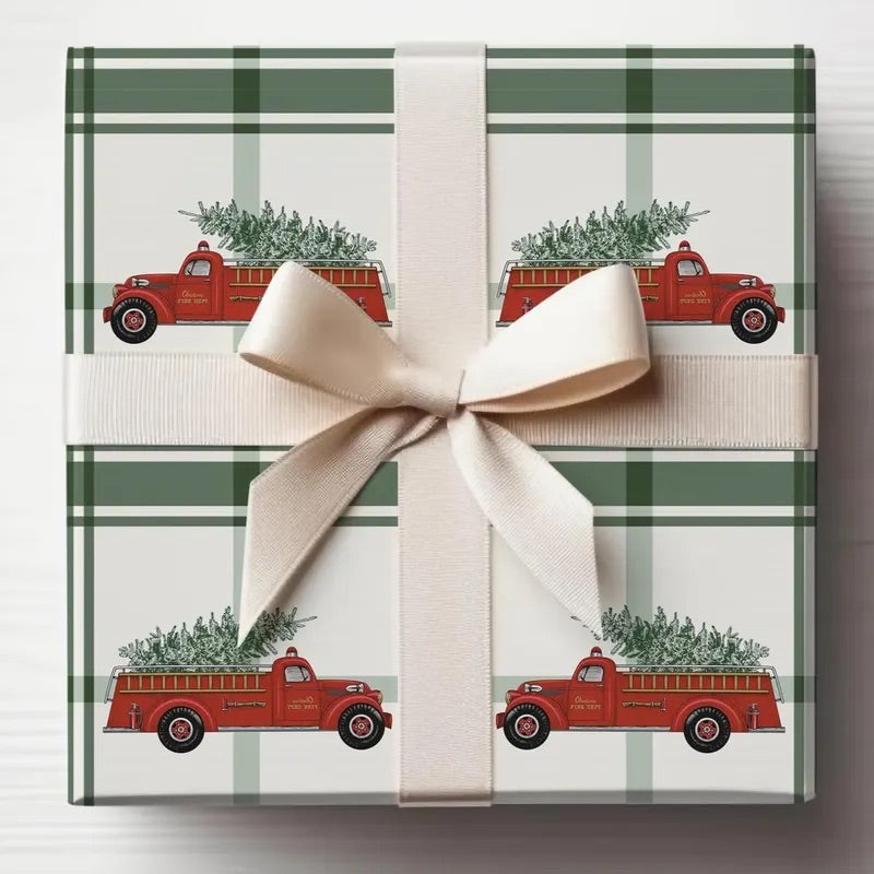 Firetruck Christmas Gift Wrap