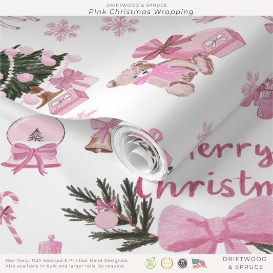 Pink Christmas Wrapping Paper