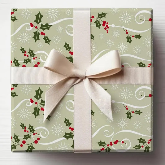 Evergreen Holly & Berries Christmas Wrapping
