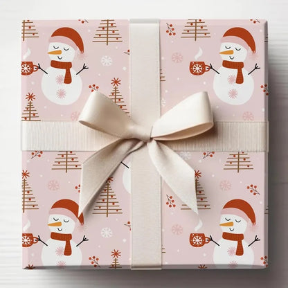 Kids Pink Snowman Wrapping