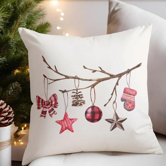 Woodland Vintage Christmas Throw Pillow Cover