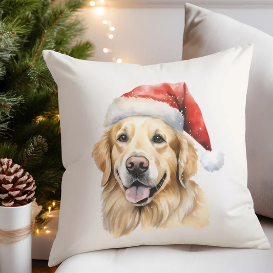 Golden Retriever Christmas Throw Pillow Cover