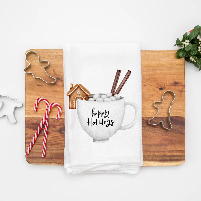 Cocoa Mug & Gingerbread House Christmas Hand Towel