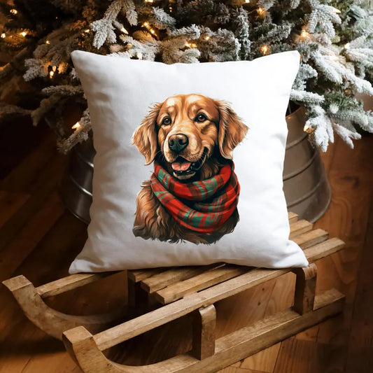 Premium Golden Retriever Christmas Pillow Cover