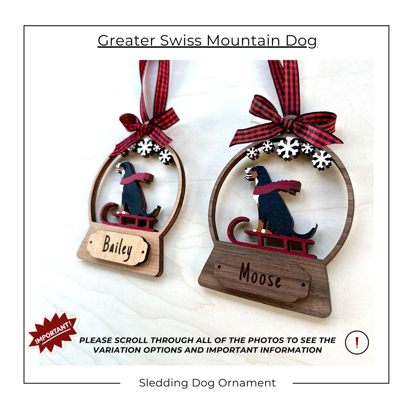 Greater Swiss Mountain Dog Sledding Ornament