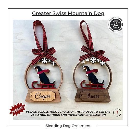 Greater Swiss Mountain Dog Sledding Ornament