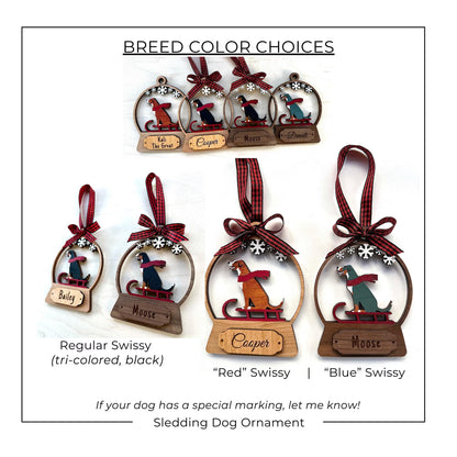 Greater Swiss Mountain Dog Sledding Ornament